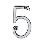 M Marcus Heritage Brass Numeral 5 - Face Fix 76mm Slimline font